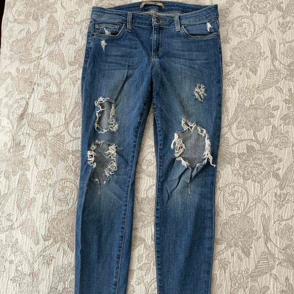 Joe's Jeans Mid-rise Skinny Ankle Raw Hem Stretch Size 28W